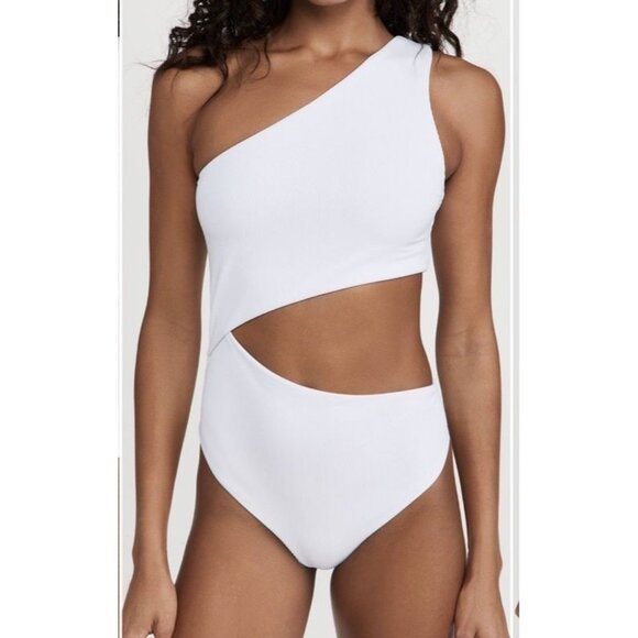 Beach Riot White Asymmetrical Cutout One Piece - Picture 1 of 5